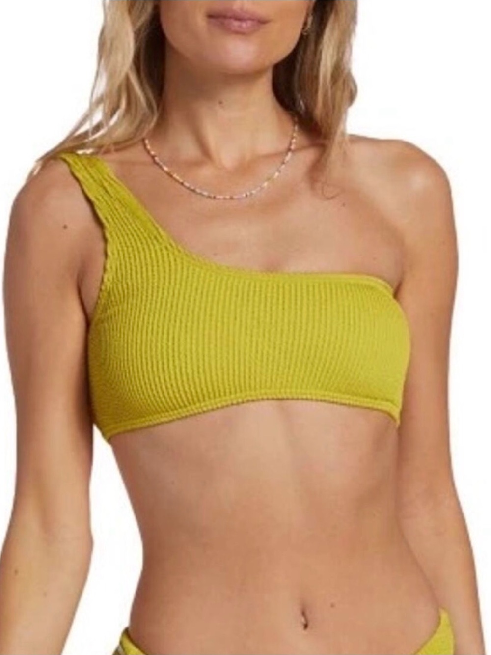 One-Shoulder Ribbed Crop Top in Chartreuse
